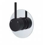 Kaya Up Wall Mixer, Matte Black, Large Round Chrome Plate